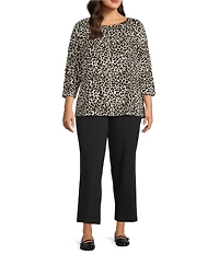 Intro Plus Size Double Knit Traveler Pull-On Wide Leg Pants