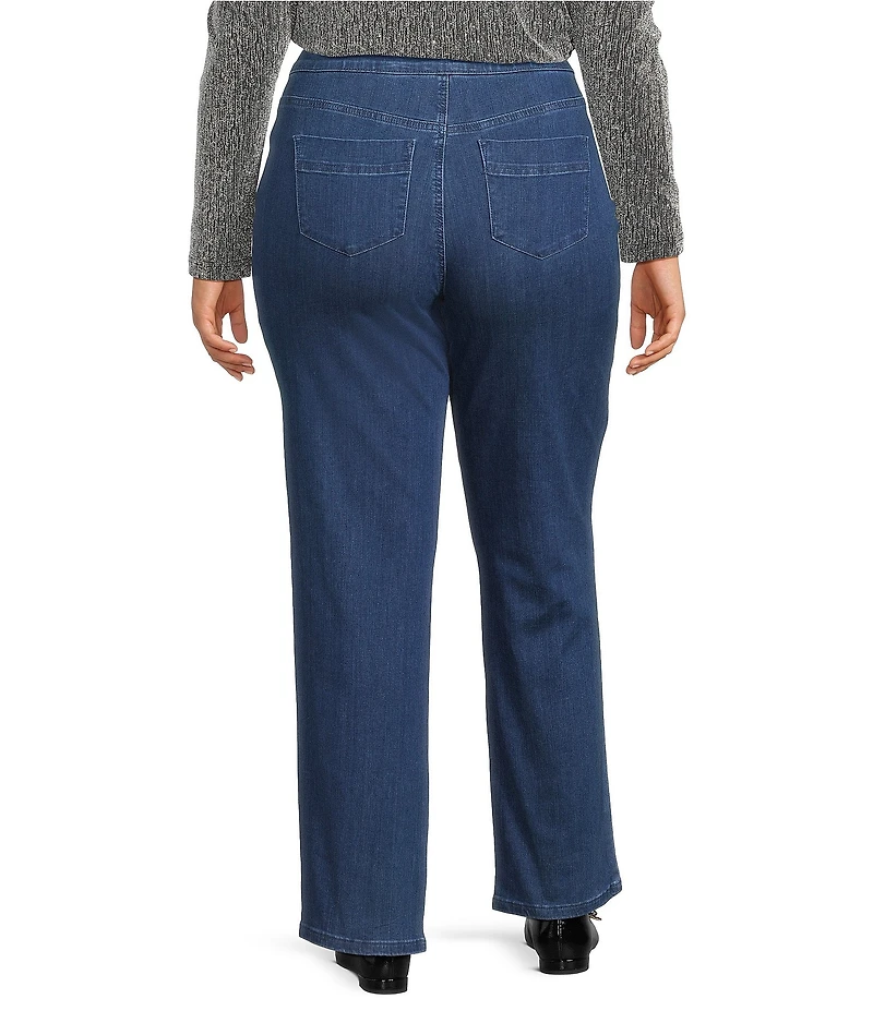 Intro Plus Size Freedom Denim Straight Leg Silver Crystal Detail Pull-On Jeans