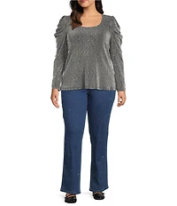 Intro Plus Size Freedom Denim Straight Leg Silver Crystal Detail Pull-On Jeans