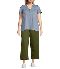 Intro Plus Size Kendall Solid Relaxed Cropped Pants