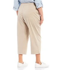 Intro Plus Size Knit Denim Wash Schiffli Straight Leg Hem Pull-On Pants