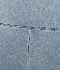 Intro Plus Size Knit Denim Wash Schiffli Straight Leg Hem Pull-On Pants