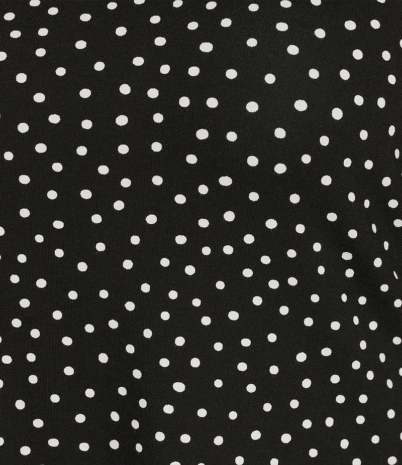 Intro Plus Size Knit Jersey Mini Polka Dot Crew Neck Elbow Puff Sleeve Top