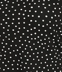 Intro Plus Size Knit Jersey Mini Polka Dot Crew Neck Elbow Puff Sleeve Top