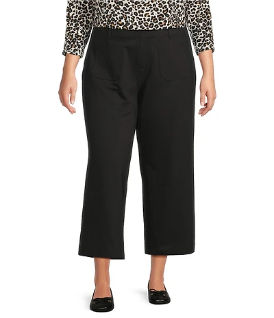 Intro Plus Size Mae Double Knit Relaxed Pull-On Cropped Pants