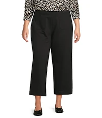 Intro Plus Size Mae Double Knit Relaxed Pull-On Cropped Pants