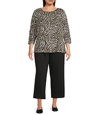 Intro Plus Size Mae Double Knit Relaxed Pull-On Cropped Pants