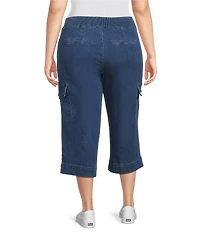 Intro Plus Size Pheobe Freedom Denim Pull-On Capri Cargo Pants