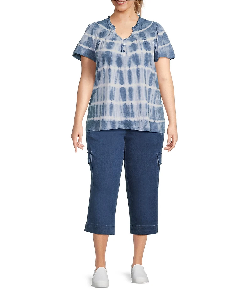 Intro Plus Size Pheobe Freedom Denim Pull-On Capri Cargo Pants