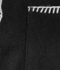 Intro Plus Size Point Collar Long Sleeve Embroidered Whipstitch Button Front Shirt Jacket