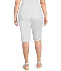 Intro Plus Size Rivet Trim Flower Skimmer Denim Pull-On Shorts