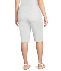 Intro Plus Size Rivet Trim Flower Skimmer Denim Pull-On Shorts