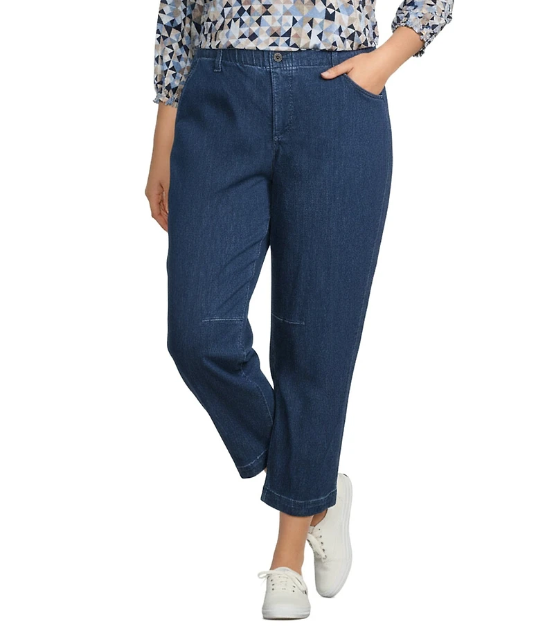 Intro Plus Size Sidney Crop Barrel Leg Denim Pants