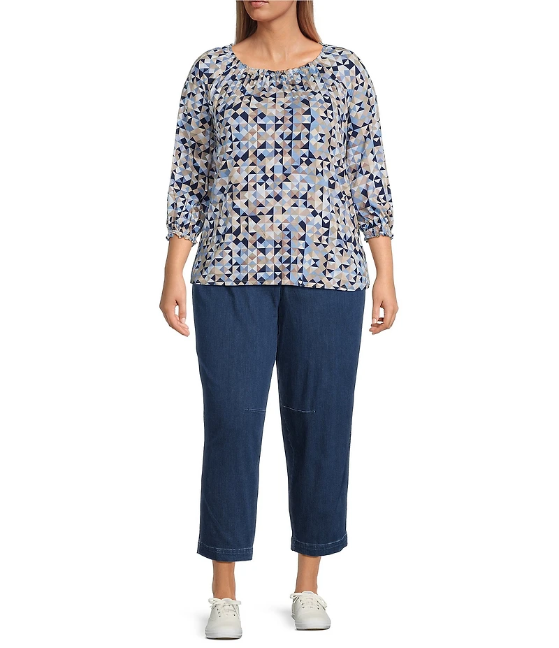 Intro Plus Size Sidney Crop Barrel Leg Denim Pants