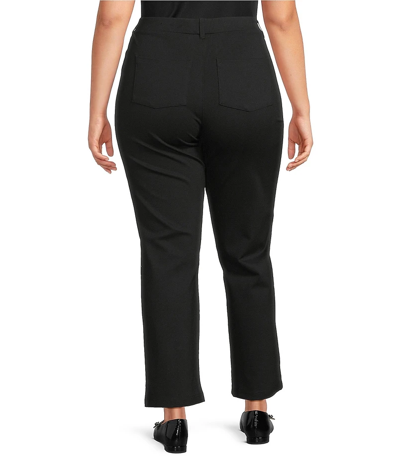 Intro Plus Size Stella Double Knit Crystals Detail Straight Leg Pull-On Pants