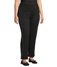 Intro Plus Size Stella Double Knit Crystals Detail Straight Leg Pull-On Pants