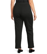 Intro Plus Size Stella Double Knit Crystals Detail Straight Leg Pull-On Pants