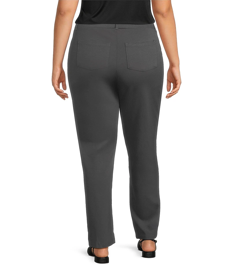 Intro Plus Size Stella Double Knit Slim Straight Leg Pull-On Pants