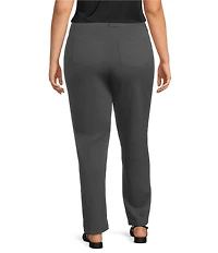 Intro Plus Size Stella Double Knit Slim Straight Leg Pull-On Pants