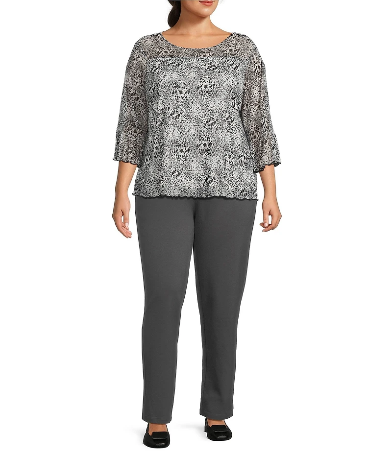 Intro Plus Size Stella Double Knit Slim Straight Leg Pull-On Pants