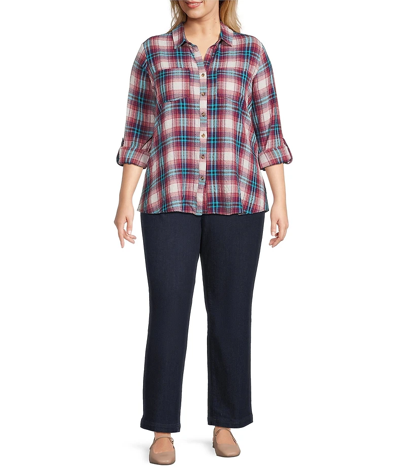 Intro Plus Size Stella Straight Leg Pull-On Denim Jeans