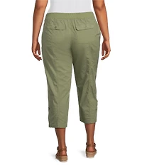 Intro Plus Size Stretch Poplin Adjustable Length Pull-On Cargo Pants
