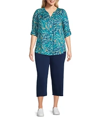 Intro Plus Size Teri Love the Fit Knit Straight Leg Tummy Control Capri Leggings