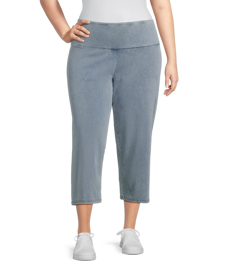 Intro Plus Size Teri Love the Fit Knit Straight Leg Tummy Control Capri Leggings