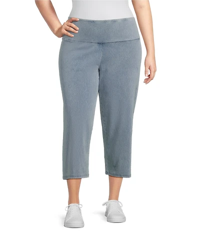 Intro Plus Size Teri Love the Fit Knit Straight Leg Tummy Control Capri Leggings