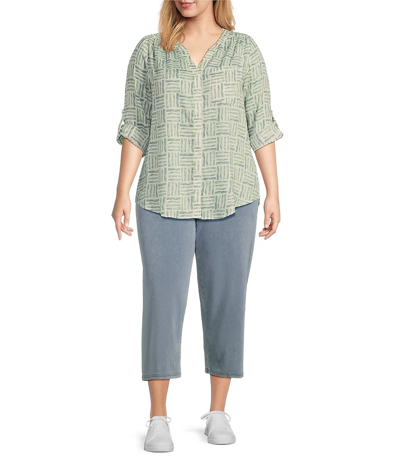Intro Plus Size Teri Love the Fit Knit Straight Leg Tummy Control Capri Leggings