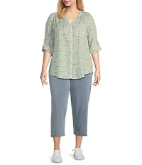 Intro Plus Size Teri Love the Fit Knit Straight Leg Tummy Control Capri Leggings