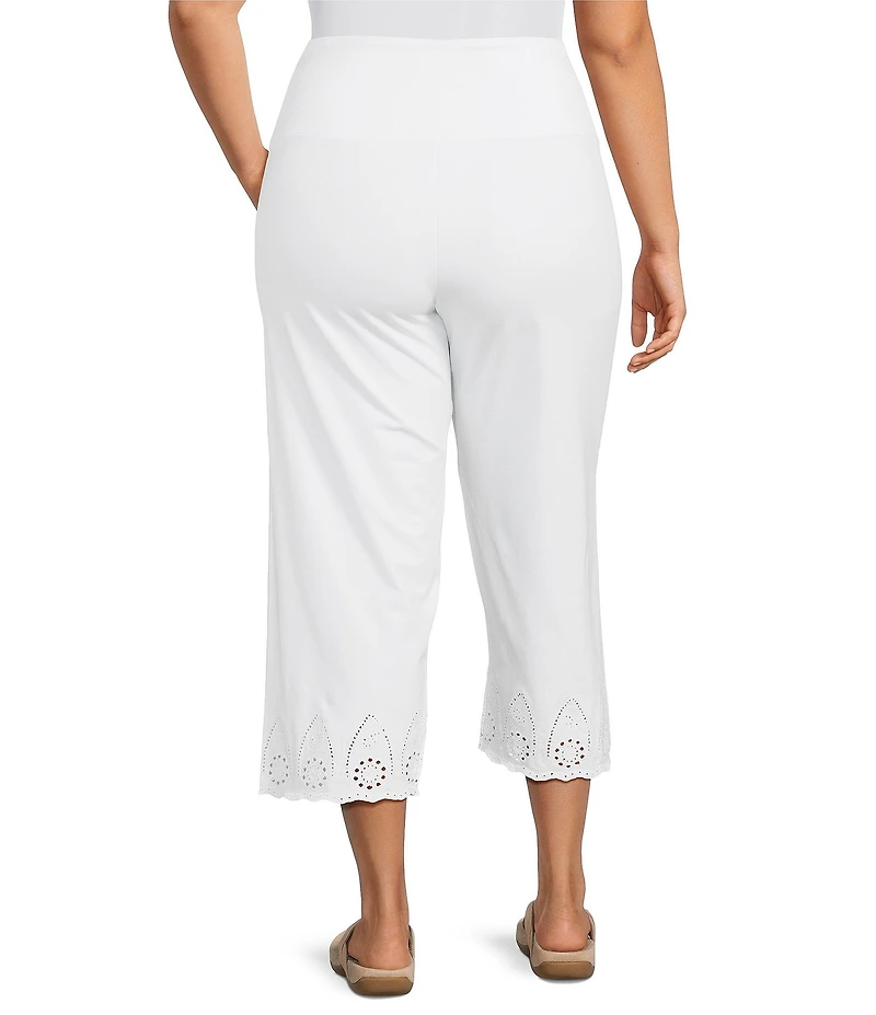 Intro Plus Size Tummy Control Suave Knit Schiffli Hem Pull-On Pants