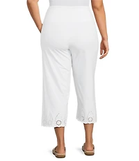Intro Plus Size Tummy Control Suave Knit Schiffli Hem Pull-On Pants