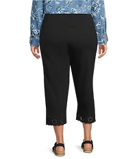 Intro Plus Size Tummy Control Suave Knit Schiffli Hem Pull-On Pants