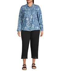 Intro Plus Size Tummy Control Suave Knit Schiffli Hem Pull-On Pants