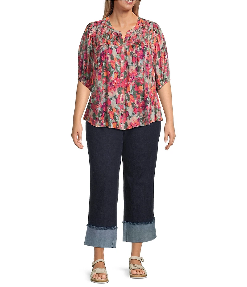 Intro Plus Size Valerie Wide Cuff Pull-On Denim Pants