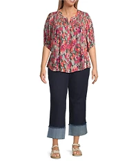 Intro Plus Size Valerie Wide Cuff Pull-On Denim Pants