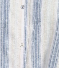 Intro Plus Size Woven Stripe Point Collar Sleeveless Button-Front Tie Hem Shirt