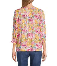 Intro Rapture Rose Pleated Button-Front Blouse