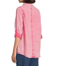 Intro Long Roll-Tab Sleeve Button Front Slub Lyocell Shirt