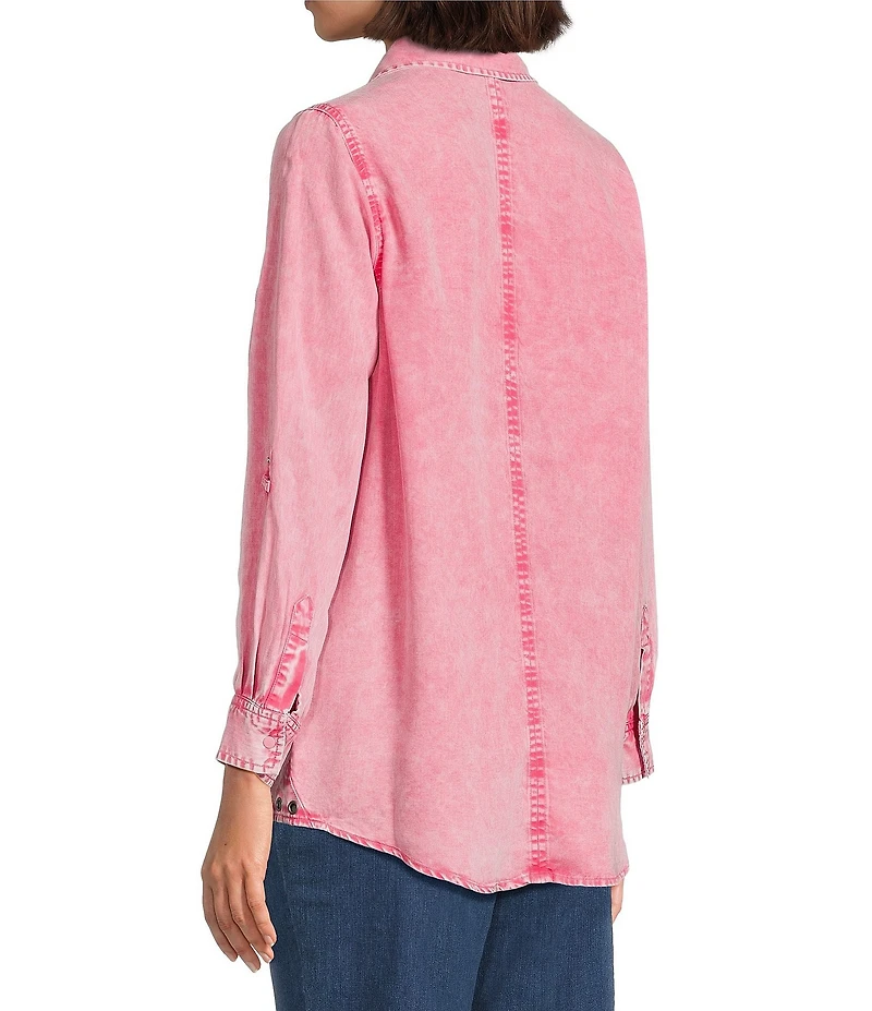 Intro Long Roll-Tab Sleeve Button Front Slub Lyocell Shirt