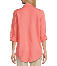 Intro Long Roll-Tab Sleeve Button Front Slub Lyocell Shirt