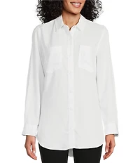 Intro Long Roll-Tab Sleeve Button Front Slub Lyocell Shirt
