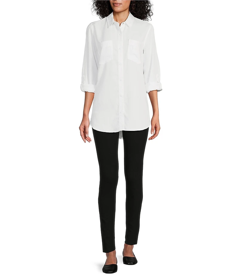 Intro Long Roll-Tab Sleeve Button Front Slub Lyocell Shirt