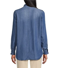 Intro Long Roll-Tab Sleeve Button Front Slub Lyocell Shirt