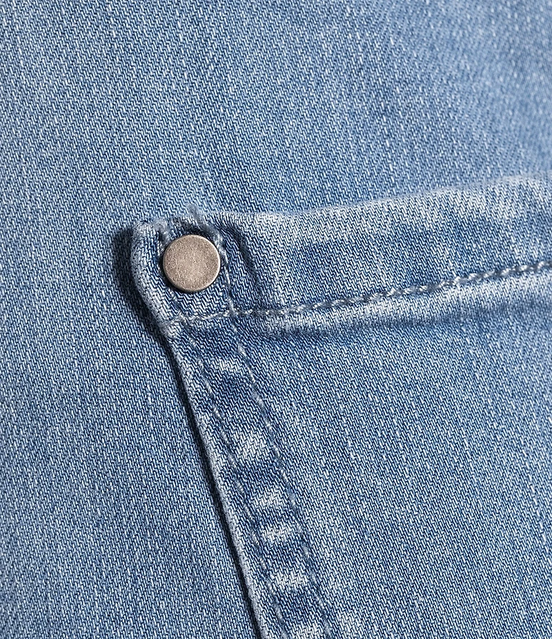 Intro Rose Heatseal Trim Side Hem Embellished Tummy Panel Mid Rise Denim Skimmer Shorts