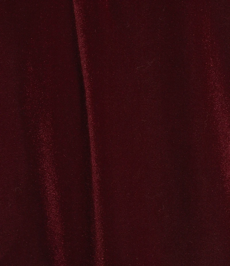 Intro Silky Velvet Split V-Neck 3/4 Flounce Ruffle Sleeve Blouse