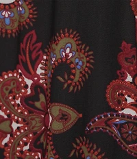 Intro Soft Mesh Jacobean Floral Mix Printed 3/4 Romantic Sleeve Top