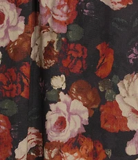 Intro Soft Mesh Rose Print 3/4 Romantic Sleeve Top