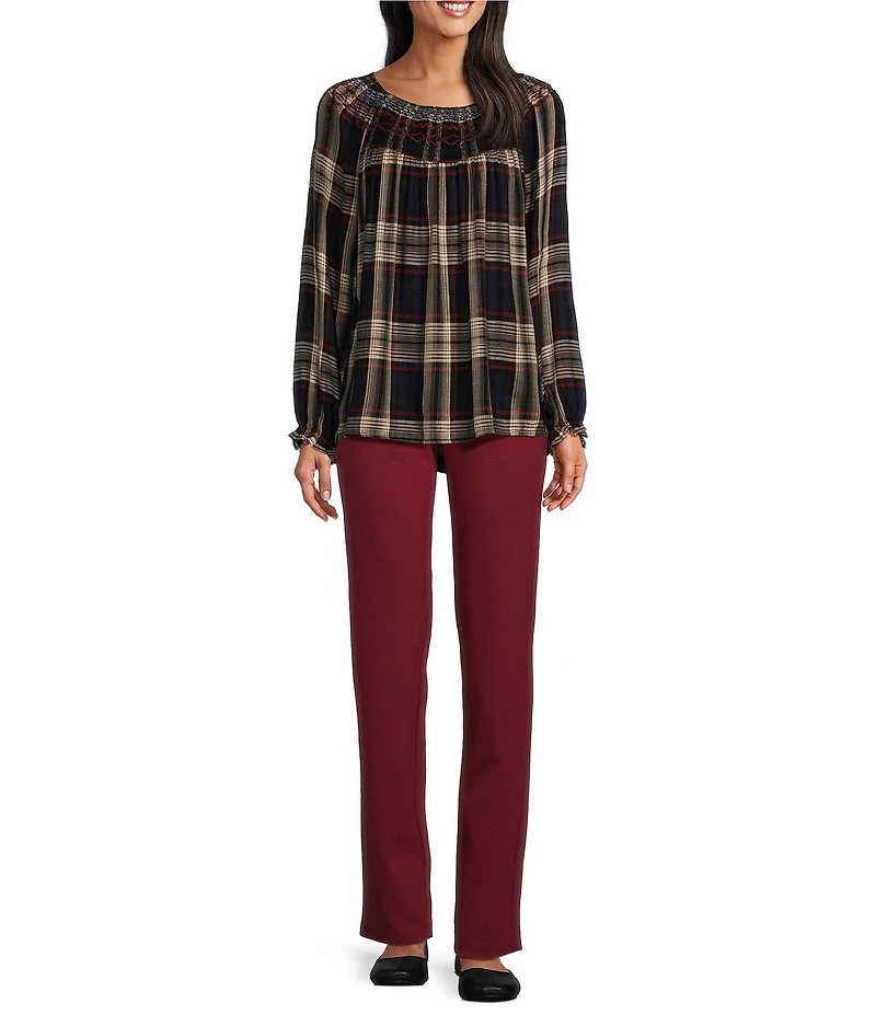 Intro Stella Double Knit Slim Straight Leg Pull-On Pants
